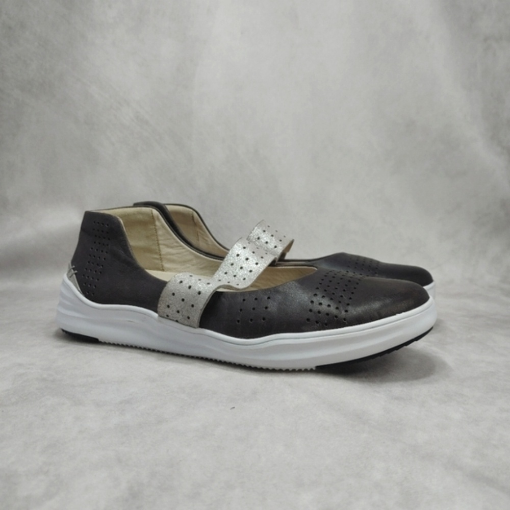 Rockport Cobb Hill Cady Mary Jane Gray White Pewter US 9 CH5397 Leather Wedge